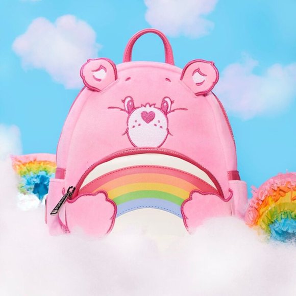 Loungefly Care Bears 40th Anniversary Cheer Bear Cosplay Plush Mini Backpack NWT main image 4